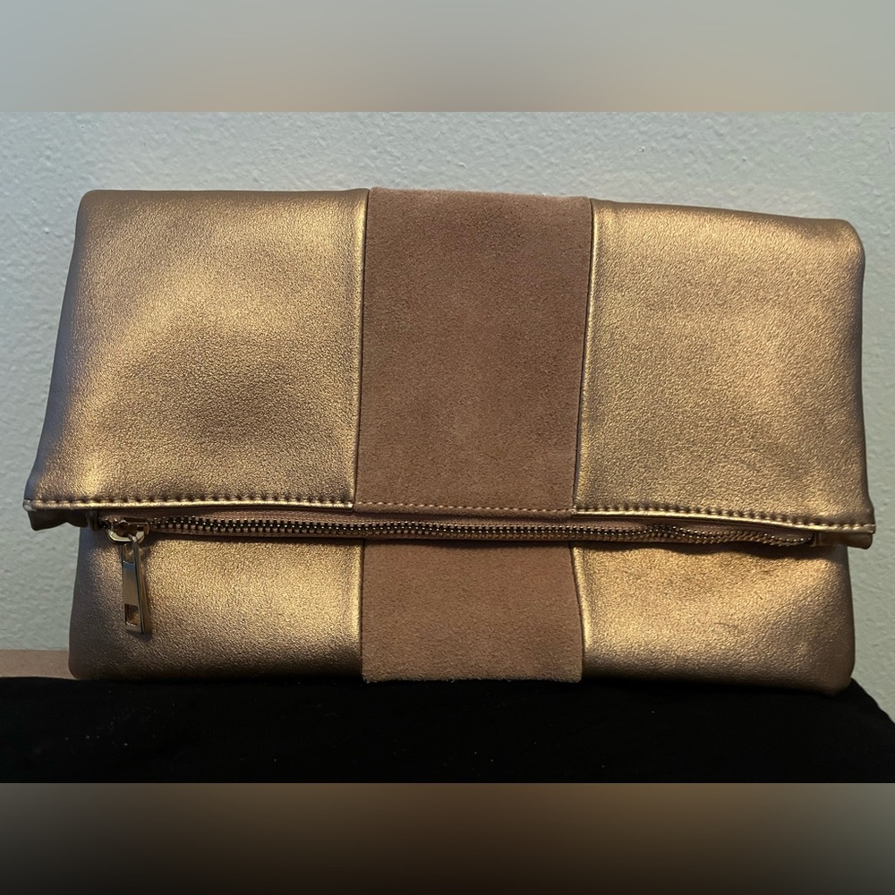 New Nordstrom Suede Rose Gold Purse Clutch